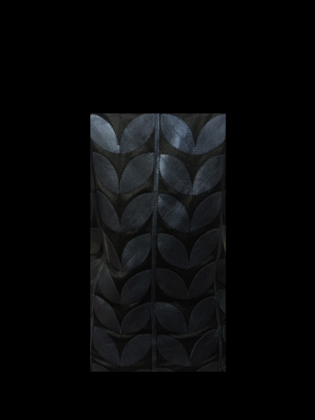 Navy Blue Leather Leaf Jacket for Woman V Neck Design 09 Genuine Short Zip Up Light Lightweight [ Click to See Photos ]