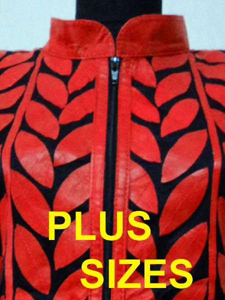 Click to See Available Colours of Plus Size Leather Leaf Jackets for Woman Design 04 Genuine Short Zip Up Light Lightweight