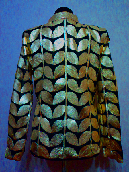 Plus Size Gold Leather Leaf Jacket for Women